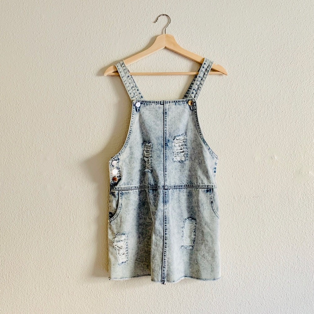 Carmar Distressed Light Wash Overall Denim Dress